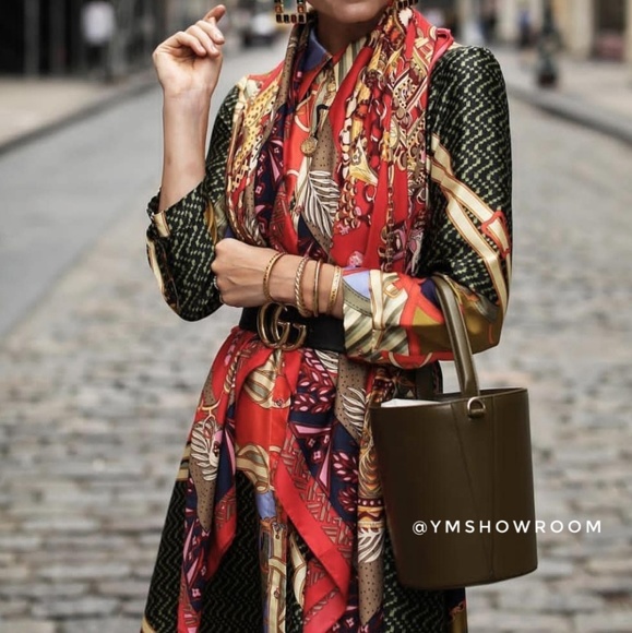 Zara Scarf print midi dress - Picture 2 of 4